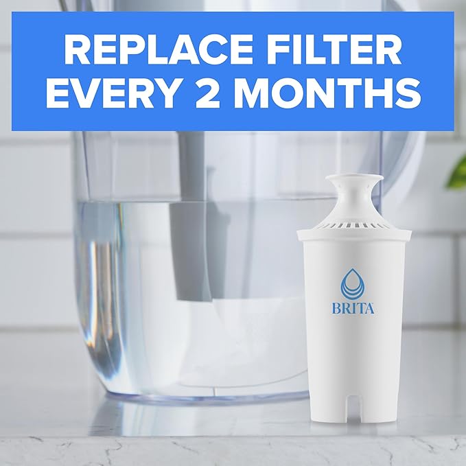 Brita Standard Water Filter for Pitchers and Dispensers, BPA-Free, Reduces Copper, Cadmium and Mercury Impurities, Lasts Two Months or 40 Gallons, Includes 3 Filters for Pitchers