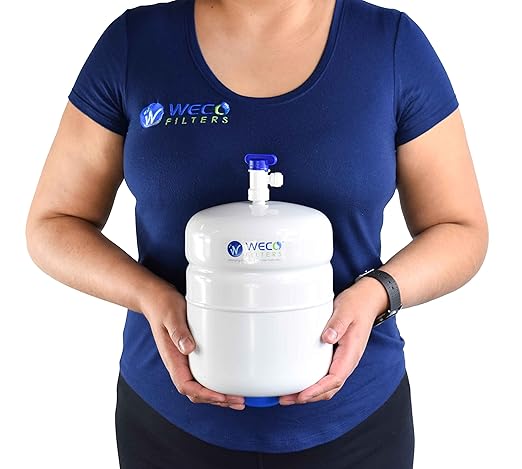Pressurized RO Water Storage Tank with Stainless Steel Connection and Ball Valve - 0.5 Gal Total Capacity & appx. 0.3 Gal Usable Capacity (ROT-1-W)