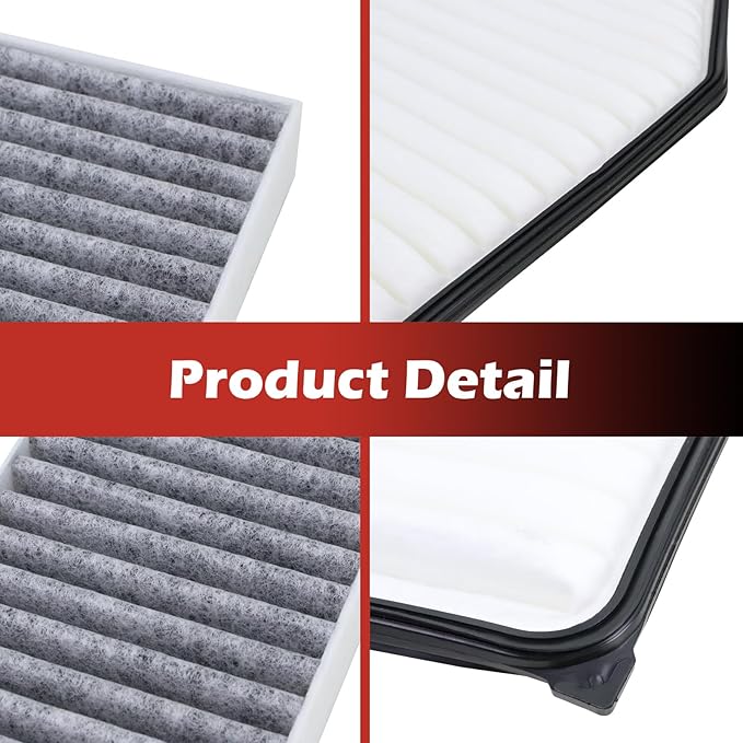 CA10348 Engine Air Filter and CF11777 Cabin Air Filter kit Compatible with 2011-2017 Jeep Wrangler 2018 Wrangler JK 3.6L V6 Replaces 53034018AD 55111302AA
