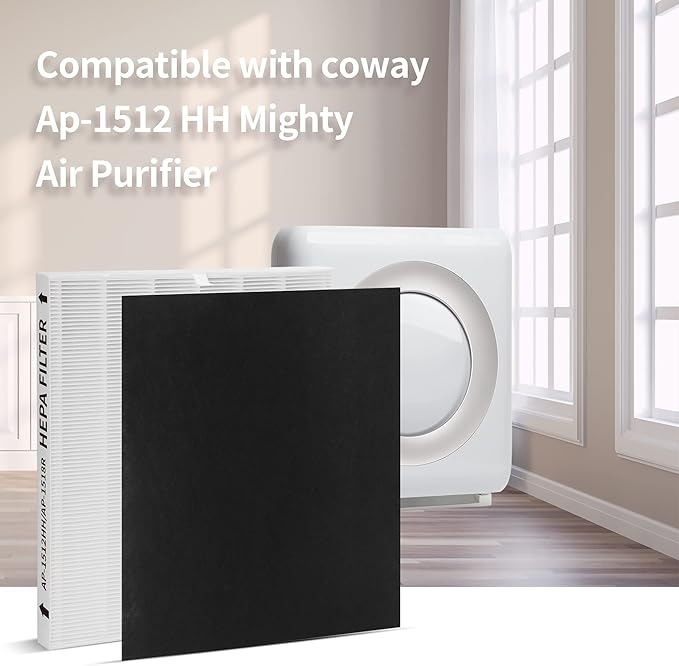 2-Pack AP-1512HH Replacement Filter, Compatible with Coway AP-1512HH Mighty Purifier, Part# 3304899, with 4 Extra Carbon Filters