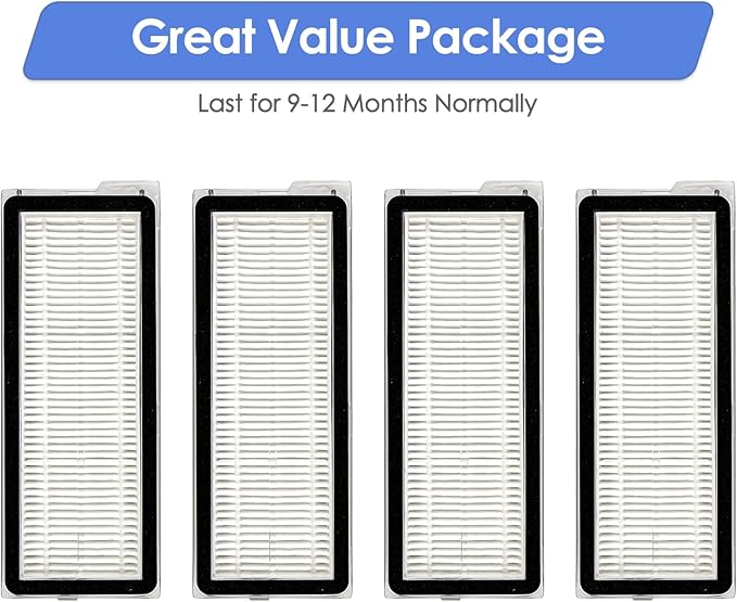(4 Pack) QV 35A, QV 35S, Qrevo S Replacement HEPA Filter for Roborock Qrevo MaxV, Qrevo Plus, Qrevo Pro, Qrevo Curv, Qrevo Edge Robot Vacuum, Filters Accessories Kit (NOT FOR Q Revo)