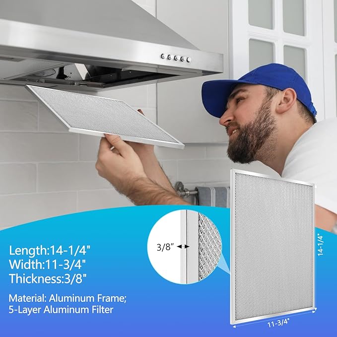 Stove Hood Vent Filter 11-3/4" x 14-1/4" BPS1FA30 - Compatible with NuTone Allure & Broan Range Hood Filter Replacement 99010299 - Fits QS1 QS2 30" Hoods(Aluminum Frame: 2-Pack)
