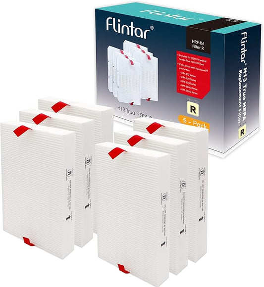 Flintar Replacement Filter R, Compatible with Honeywell Air Purifier HPA300, HPA200, HPA 100 and HPA 5000 Series, HRF-R6, 6-Pack