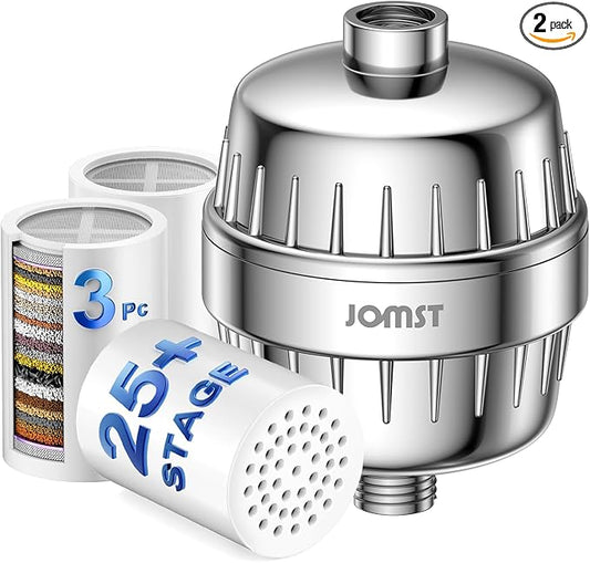 25 Plus Stages Shower Filter with 3 Cores - Maximize Shower Sediment Filtration & Reduce 97.45% Chlorine in Shower Water - For Softer Skin & Shinier Hair - Model SA-001