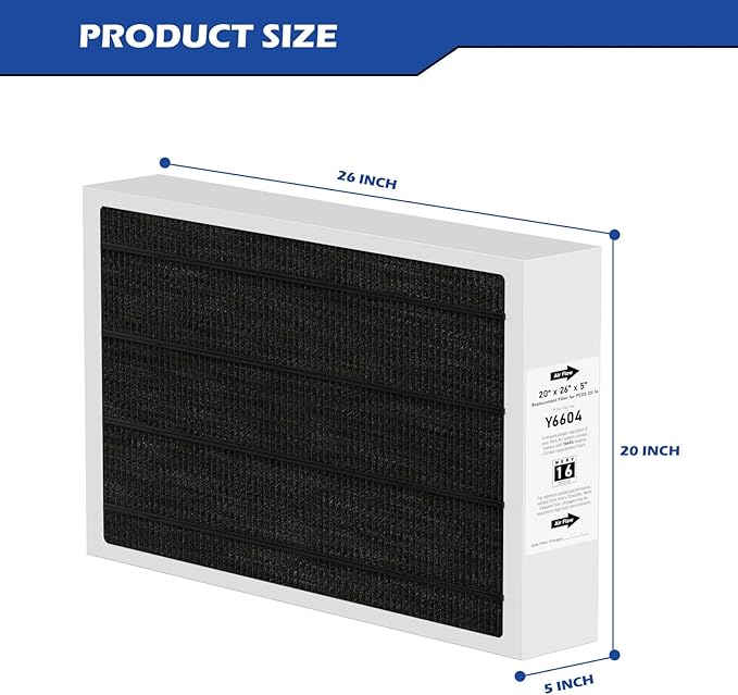 Y6604 MERV16 20x26x5 Furnace Replacement Filter Compatible with Lennox Y6604 PureAir PCO3-20-16 Air Purifier Cleaner Purification Systems, 2 Pack