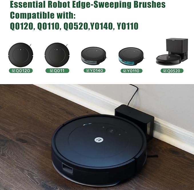 6 Pack Replacement Side Brushes Compatible with Roomba 405/205/105/Combo/Vac Essential Series, Edge-Sweeping Brushes for Q0120 Y0140 Q0520 Q011 Y0110 Robot Vacuum Cleaner