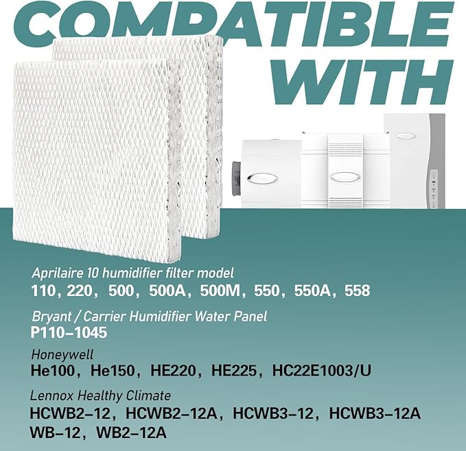 HC22P Replacement Wick Filters for Honeywell Home HE100 HE150 HE220 HE225 HE240 Whole House Humidifiers Pad, Also for Aprilaire 110 220 500 550 (4 Pcs HC22P Replacement Wick Filters)