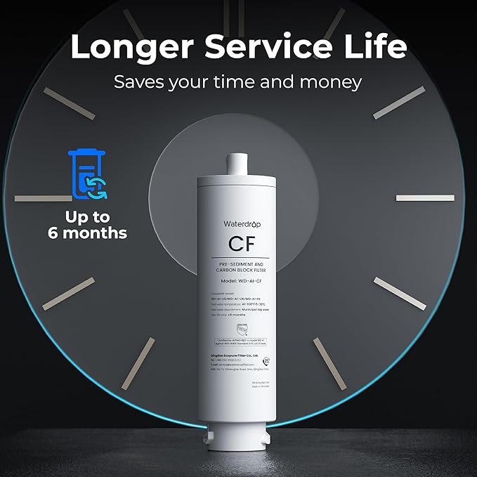 Waterdrop 𝐀𝟏-𝐂𝐅 Filter, Replacement for Waterdrop 𝐀𝟏 Countertop Reverse Osmosis Hot and Cold water Dispenser, 6-month Lifetime