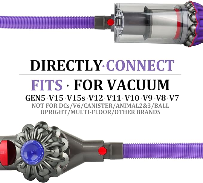 Dryer Vent Lint Vacuum Attachments Hose for Dyson Gen5 V15 V15s V12 V11 V10 V9 V8 V7 Detect Absolute Cyclone Outsize Slim Nozzle Crevice Flexible Lint Removal Tool Dryer Vent Cleaner Kit