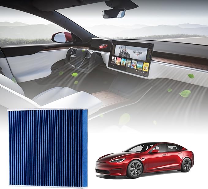 BASENOR 2026-2022 Tesla Model S Model X Cabin Air Filter with Activated Carbon Air Filter Replacement (Proprietary Design) Tesla Model S Plaid Model X Plaid Interior Accessories
