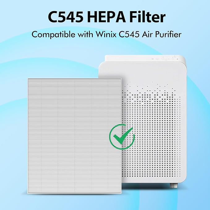 4 Pack C545 Replacement HEPA Filter Compatible with Winix C545 Air Purifier, Ture HPEA Filter S Only, Part number 1712-0096-00