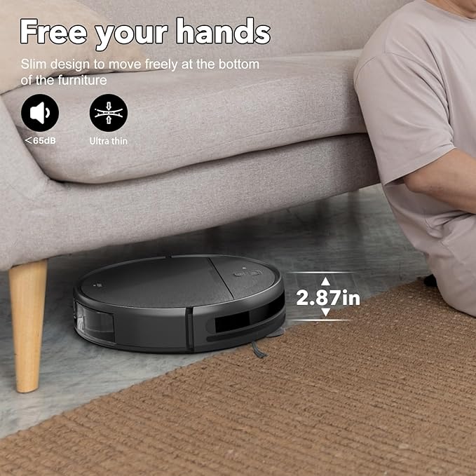 Robot Vacuum and Mop Combo, 2 in 1 Robotic Vacuums Cleaner with WiFi/App, Robot Vacuum with Water Tank, Strong Suction, Schedule, Self-Charging, Quiet, for Hard Floor, Pet Hair, Low Pile Carpet