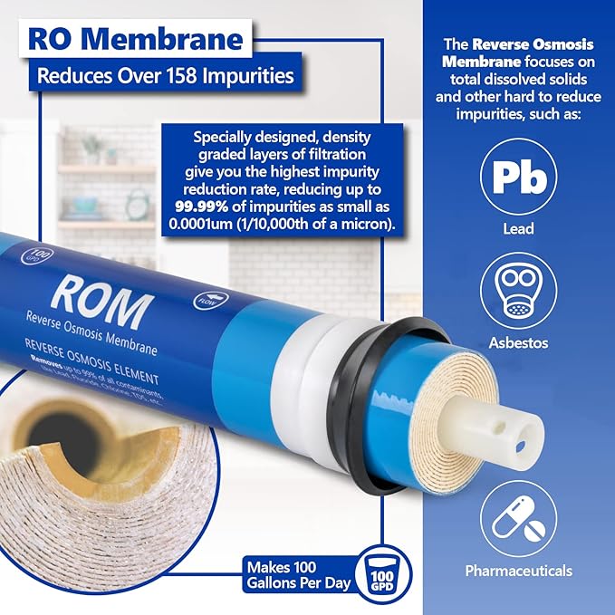 Express Water – 6 Month Deionization Reverse Osmosis System Replacement Filter Set – 6 Filters with 100 GPD RO Membrane – 10 inch Size Water Filters