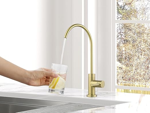 AguaStella AS09CB Brushed Gold Softly Stainless Steel Kitchen Water Filter Faucet RO Faucet for Most Reverse Osmosis Units or Water Filtration System in Non-Air Gap