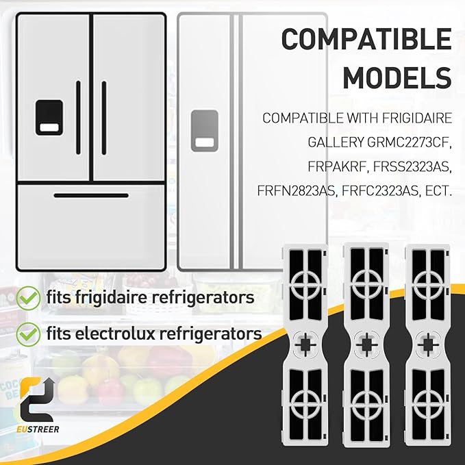 3-Pack FRGPAAF2 Air Filter Compatible with Frigidaire - Replacement Filter for Frigidaire Air Conditioners & Refrigerators - PureAir AF-2 Air Filter