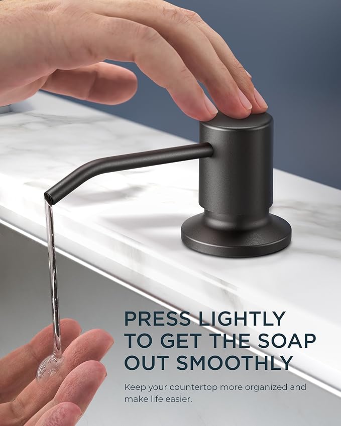 FORIOUS Kitchen Faucets with Soap Dispenser and Pull Down Sprayer, Bar High Arc Single Handle Classic 3 Modes Stainless Steel Faucet for Kitchen Sink Farmhouse RV Laundry Camper, Black Brushed