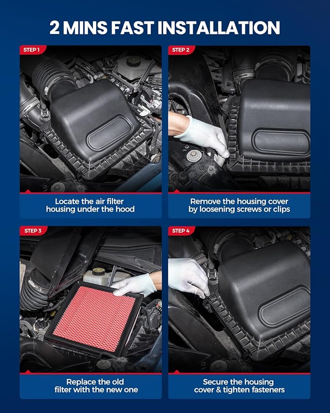 KAX Premium Engine Air Filter, CA10755 Replacement for Toyota Camry, Highlander, Sienna, Avalon, ES350, NX200T, NX300, RX350, RX350L, Durango, Grand Cherokee, 200% Longer Life