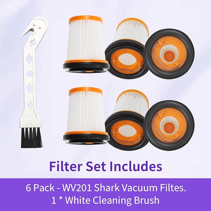 6-Pack WV201 for Shark Wandvac Filter Replacement Shark Handheld Vacuum Filter ION W1 S87, WV200, WV201, WV205, WV201BK,WV220, Compare to Part: XHFWV200