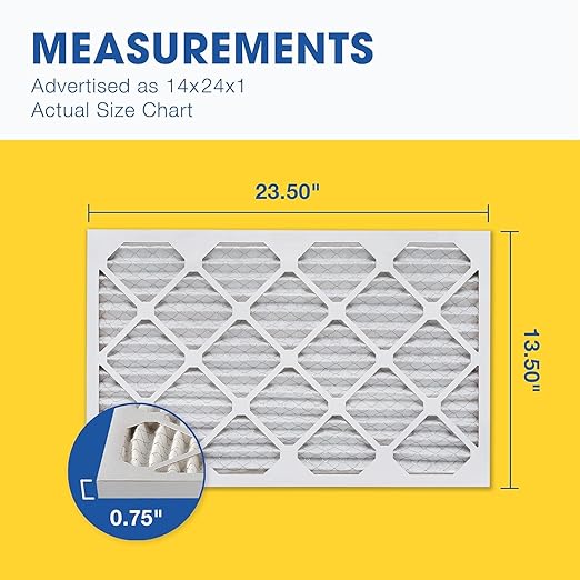 Aerostar 14x24x1 MERV 13 Air Filter, 4 Pack Set of HVAC Furnace Filters, Electrostatic MPR 1500-1900 & FPR 10 (Actual Size: 13 3/4 x 23 3/4 x 3/4 inches)