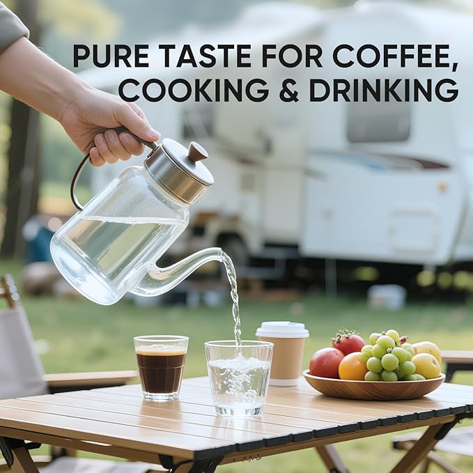 PUREPLUS RV Dual Stage Water Filter System with Grooved Sediment and Carbon Cartridges, NSF/ANSI 42 Certified, Stainless Steel 3/4" Fittings, Reduces Sediment, Chlorine, Odors and More