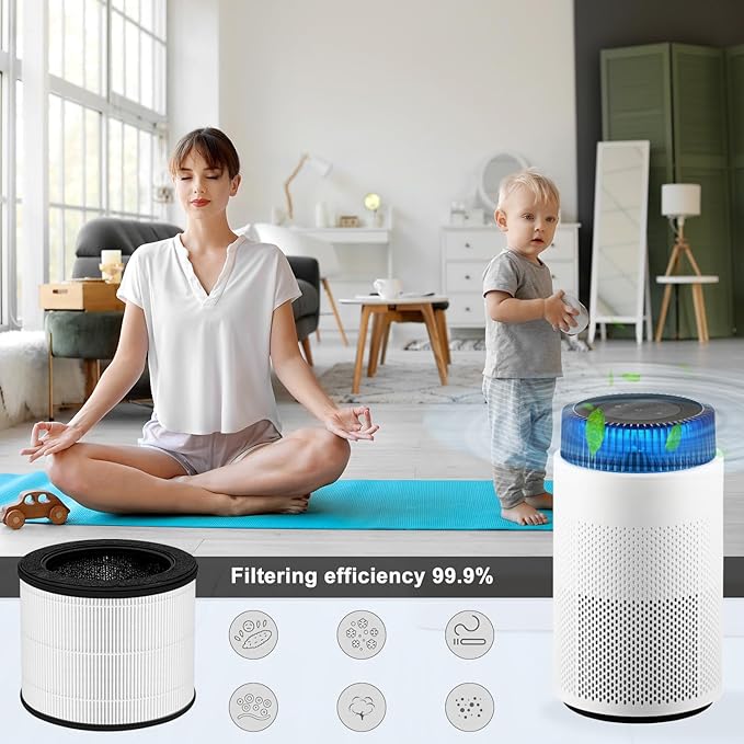 Air Filter Compatible with Coway Airmega 50 Air Purifier Replacement Filters, H13 Filter, Activated Carbon Filter, 2-Pack