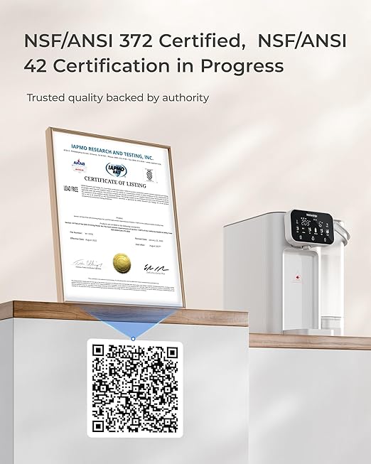 Waterdrop CT01 Countertop Water Filter System, Hot and Cold Water Dispenser with 6-Stage Filtration [𝐍𝐎𝐓 𝐑𝐎], 5 Temperature Options, Upgraded Product for Water Boiler, Touchscreen, White