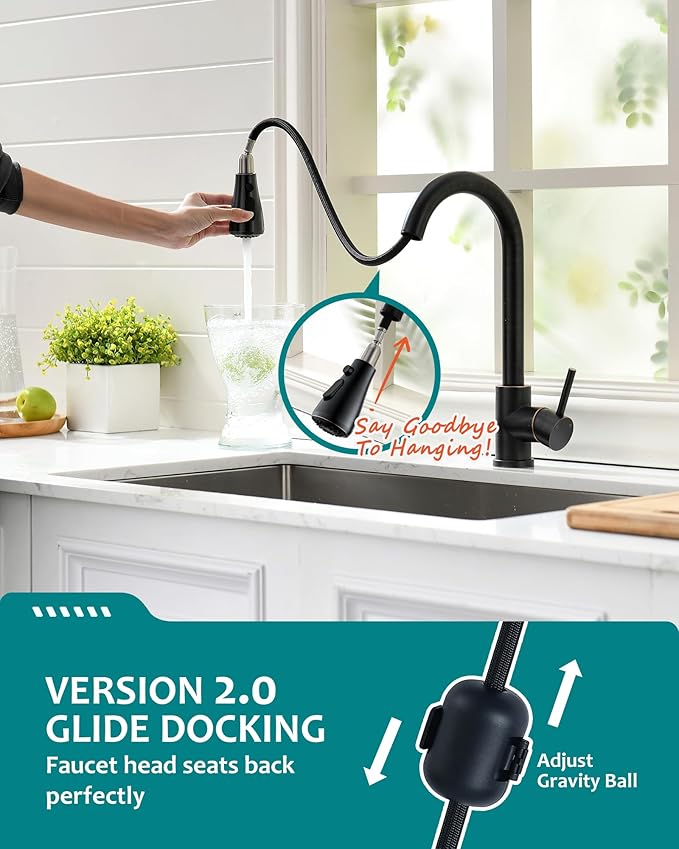 Oil Rubbed Bronze Kitchen Faucet with Pull Down Sprayer, Kitchen Sink Faucet VFAUOSIT Commercial Stainless Steel Laundry Single Handle Bronze Faucet for Kitchen Sink, Grifo para Fregaderos de Cocina