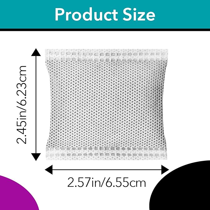 50 Pcs Activated Carbon Odor Eliminator Replacement for Hooded Cat Litter Box, Odor Remover Refills, Coconut Shell Charcoal Bags for Pet Odor Control