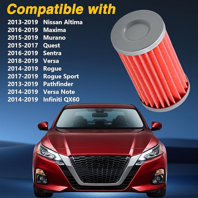 Transmission Oil Filter with Gasket Compatible with Nissan Altima Murano Sentra Pathfinder Rogue Infiniti QX60 Replace #: 31726-28X0A, 31526-3VX0A