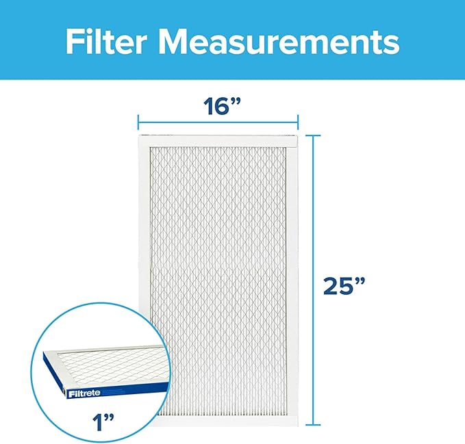 Filtrete 16x25x1 AC Furnace Air Filter, MERV 13, MPR 2200, Elite Allergen, Bacteria & Virus Filter, 3-Month Pleated 1-Inch Electrostatic Air Cleaning Filter, 2-Pack (Actual Size 15.69x24.69x0.78 in)