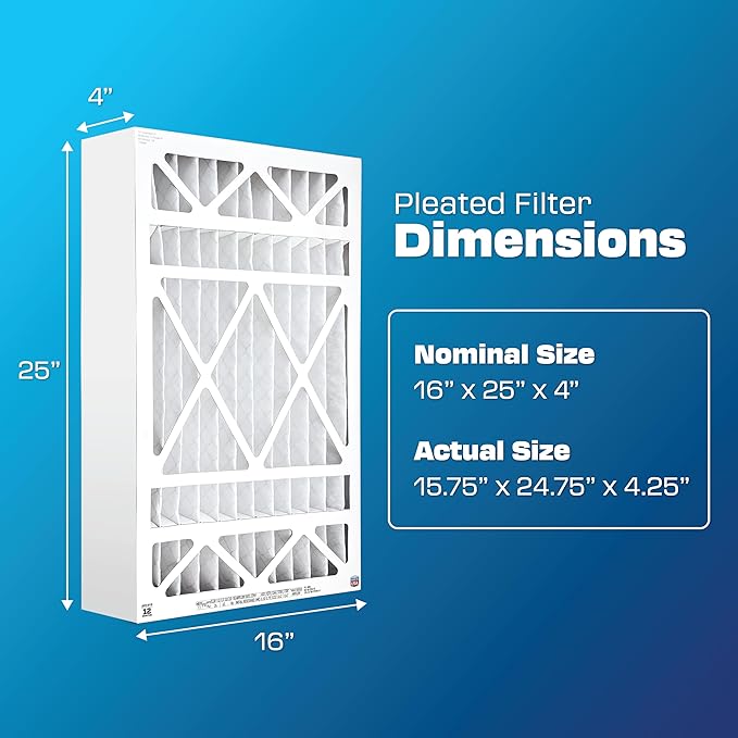 BestAir HW1625-11R AC Furnace Air Filter, 16" x 25" x 4", MERV 11, Removes Allergens & Contaminants, Fits 100%, For Honeywell Models, Pack of 3