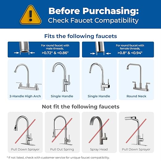 Waterdrop Water Filter for Sink Faucet, 360° Rotating Stainless Steel, NSF Certified Water Purifier for Kitchen Sink, 3 Months Long Lasting Tap Water Filter, Reduce Chlorine, 1 Filter