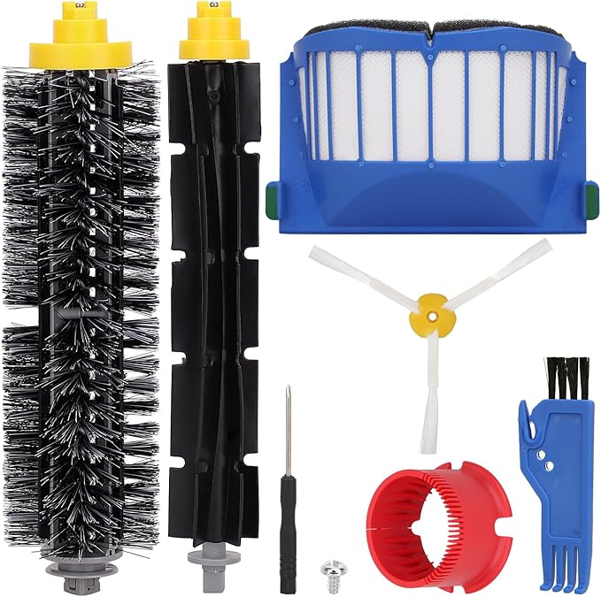 Replacement Parts Accessories for iRobot Roomba 600 500 Series 595 585 564 690 692 694 Vacuum Cleaner - 1 Side Brush 1 Bristle Brush 1 Flexible Beater Brush 1 Screw 1 Screwdriver 1 Round Cleaning Tool