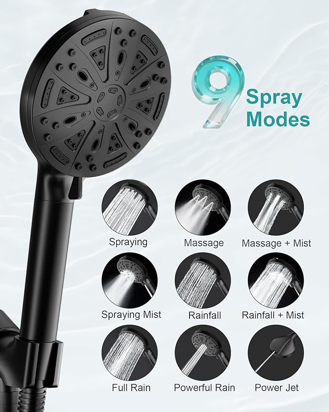 Filtered Shower Head with Handheld, FunnyAir 5" High Pressure Shower Heads, Handheld Shower Head with 5-PCS Filters for Hard Water - Remove Chlorine (5 Filters, Matte Black)