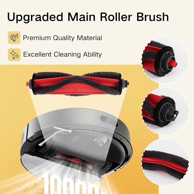 Replacement Parts for Roborock Q7 M5/M5+, Q7 L5/L5+ Plus Robot Vacuum Accessories Kit, 2 Main Brush, 4 Mop Clothes, 4 Filters, 6 Side Brushes, 1 Cleaning Tool