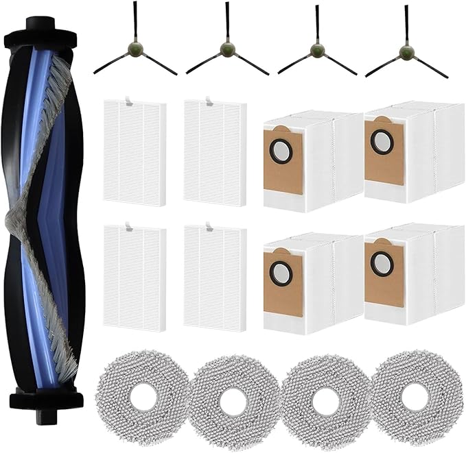 Replacement Parts for Lefant M3 Robot Vacuum Cleaner Accessories kit, 17Pcs 1 Main Brush 4 HEPA Filter 4 Mop Pad 4 Dust Bag 4 Side Brush