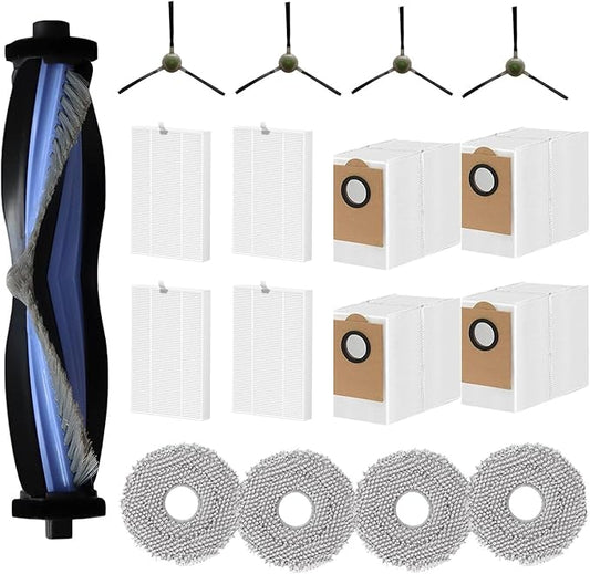 Replacement Parts for Lefant M3 Robot Vacuum Cleaner Accessories kit, 17Pcs 1 Main Brush 4 HEPA Filter 4 Mop Pad 4 Dust Bag 4 Side Brush