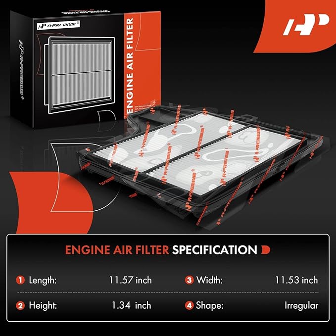 A-Premium Engine Air Filter Compatible with Nissan Altima 2013 2014 2015 2016 2017 2018, Fit for Sedan & L4 2.5L Engine, Rigid Panel Air Filter, Pack of 1