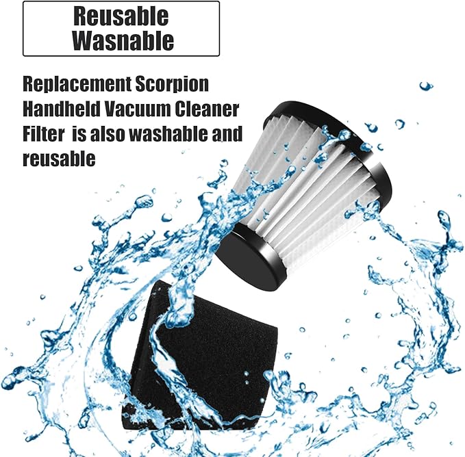 Replacement Scorpion Handheld Vacuum Cleaner Filter with Brush Compatible with Dirt Devil Scorpion Handheld Vacuum Cleaner Style F117, Compare to Parts AD40117 (3Pack)