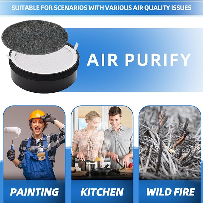 2-Pack LV-H132-RF Air Filters: Replacement for Levoit LV-H132 Air Purifier - H13 True HEPA & Activated Carbon 3-in-1, Reduce Odor & Pet Dander for Bedroom Office