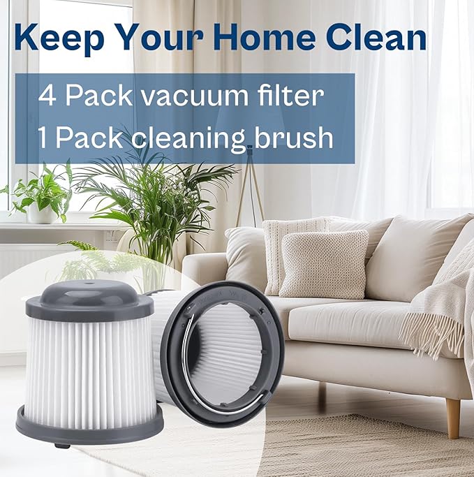 4 Pack Replacement Filter for Black and Decker Pivot Handheld Vacuums BDH2000PL, PVF110, PHV1210, PHV1810, BDH2020FLFH, BDH1620FLFH, PHV1410 Pivot Vac Filter LUXRILIX