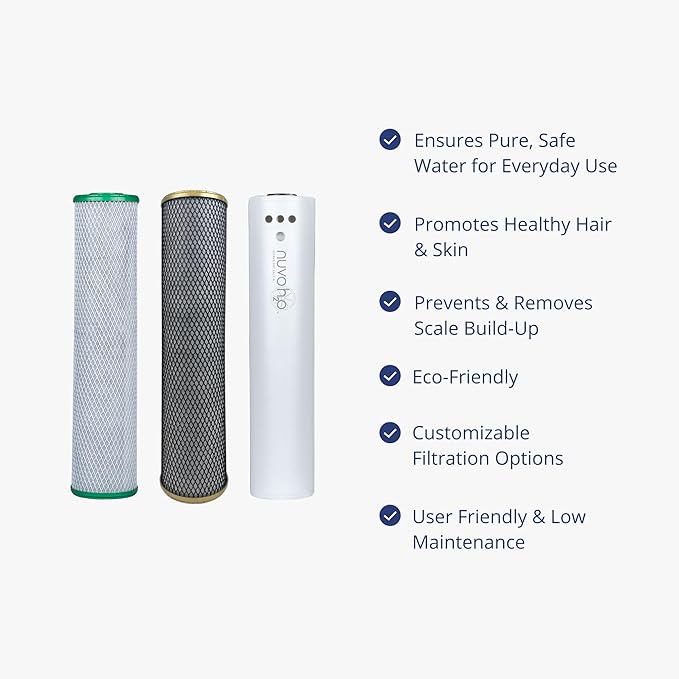 NuvoH2O Replacement Cartridge for Whole Home Trio System, Advanced 3-Stage Citrus Filtered, Salt-Free Water Filter System + Water Softener with Chloramine and Iron Filtration – Healthy & Pure Water
