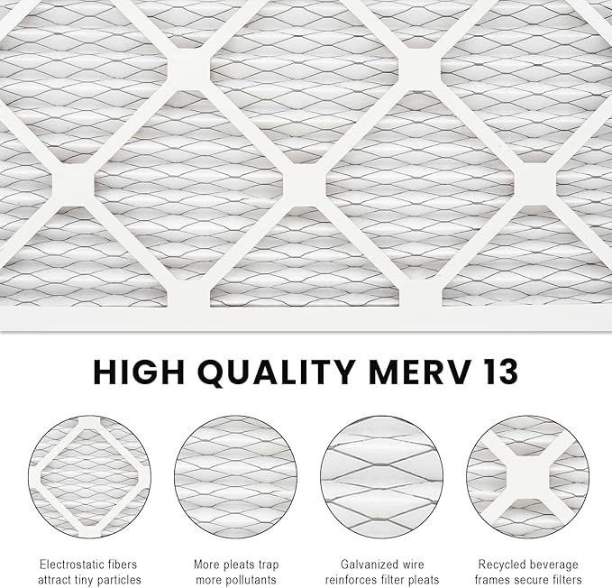 14x14x1 Air Filter MERV 13 (4-Pack), HVAC/Furnace AC Filter Replacement, Dust Defense–Comparable with MPR 1500-1900 & FPR 10 (Actual 13.75x13.75x0.75)