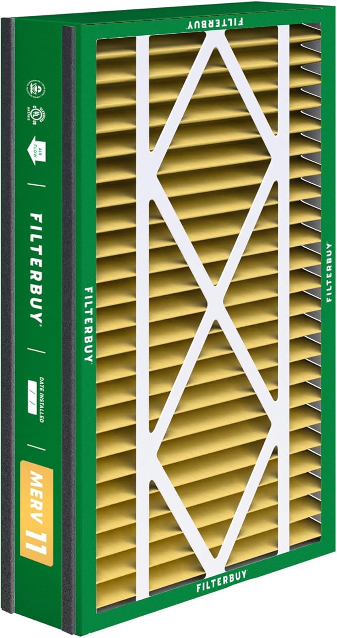 Filterbuy 16x25x5 Air Filter MERV 11 Superior Pet & Allergy Defense (4-Pack), Electrostatic Pleated HVAC AC Furnace Filters for Trion Air Bear 255649-105 and More (Actual Size: 15.63 x 24.13 x 4.88)