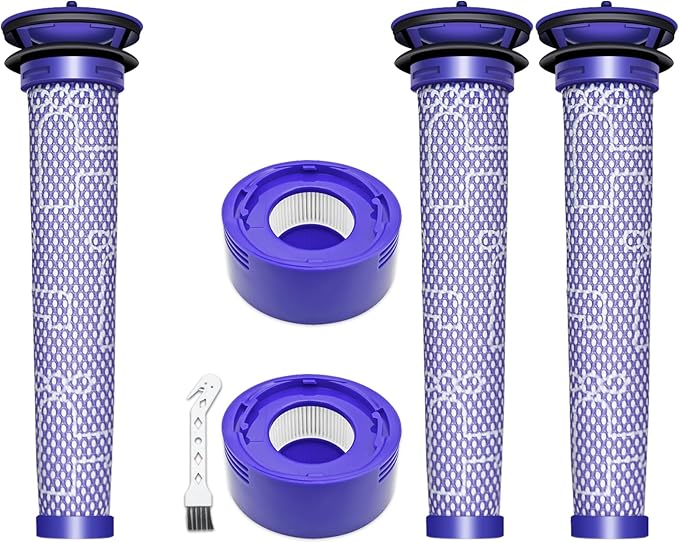 Compatible with Dyson V7 Absolute, V7 Motorhead, V8 Animal, V8 Absolute, SV10, SV11, Replacement Part # 965661-01, 967478-01, 3 Pcs Pre Filters and 2 Pcs Post Filters