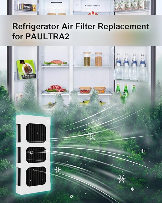Refrigerator Air Filter Replacement for Paultra 2, Compatible with Frigidaire PAULTRA 2, Pure Air Ultra II, Electrolux 242047805, 5303918847, EAP12364179 (3 PACK)
