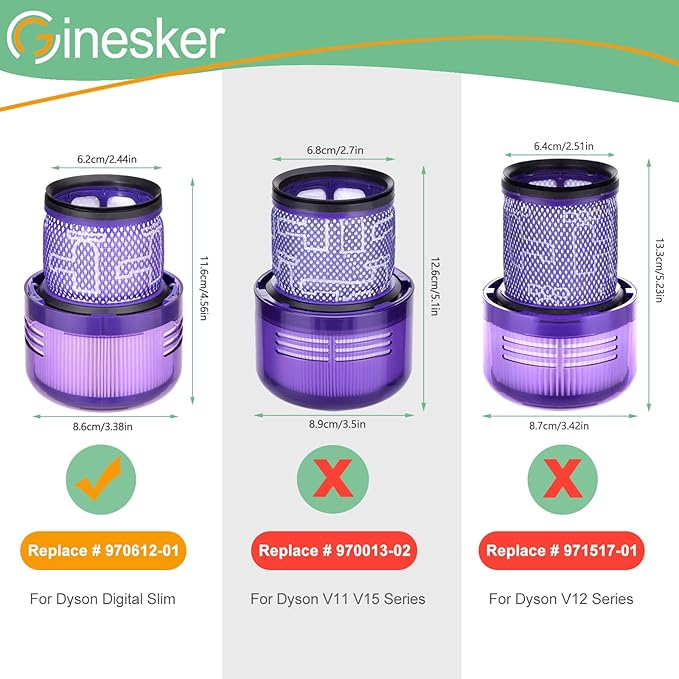 SV18 Filter Replacement Compatible with Dyson Digital Slim & V9 Motorbar Fluffy Extra Pro Cordless Vacuum, Compare to Part No. 970612-01 for Dyson SV18 Digital Slim Filter(2 Pack)