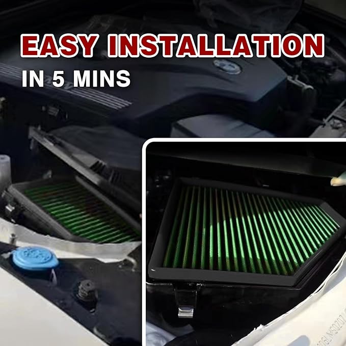 B48 Engine Air Filter, Washable, Replacement Compatible with 2015-2019 BMW 3 Series F30(120i, 125i, 220i, 230i, 320i, 330e, 340i, 420i), Increases Power&Performance High Performance Air Filter