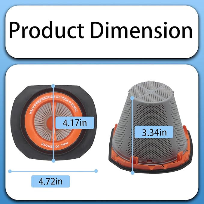 4 Pack HEPA Filters Compatible with BLACK+DECKER 20V MAX POWERCONNECT Handheld Vacuum Models BCHV001C1, BCHV001B, Fits CRAFTSMAN V20 Cordless Hand Vac CMCVH001B, Compare to Part# N900287