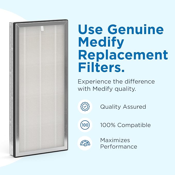 Medify MA-40 Air Purifier with True HEPA H13 Filter | 1,793 ft² Coverage in 1hr for Smoke, Wildfires, Odors, Pollen, Pets | Quiet 99.9% Removal to 0.1 Microns | White, 1-Pack